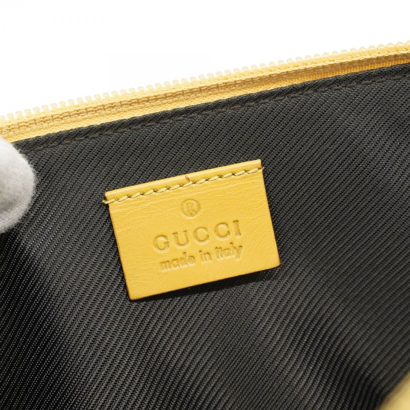 Gucci Handbag GG Canvas 07198 Canvas Brown Yellow Silver Hardware Women