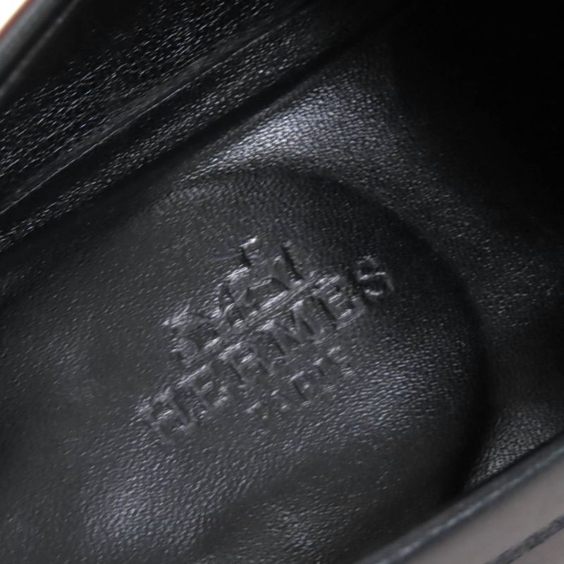 Hermes Destin Leather Silver Hardware Kelly Buckle Loafer Black 35.5 With Box