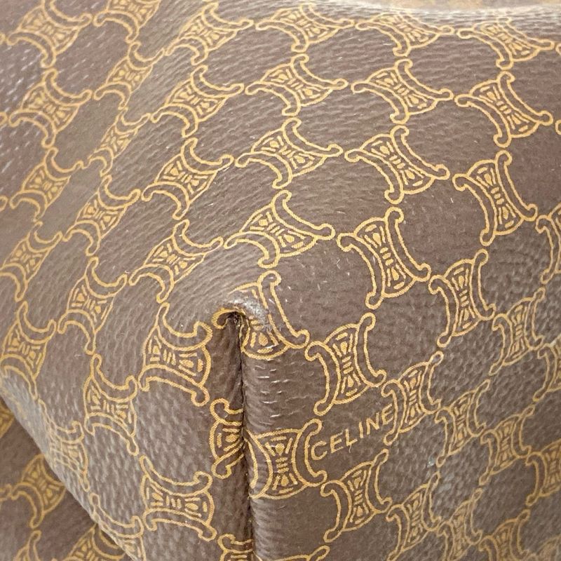 Celine Pouch Macadam Pattern Dark Brown And Brown Leather