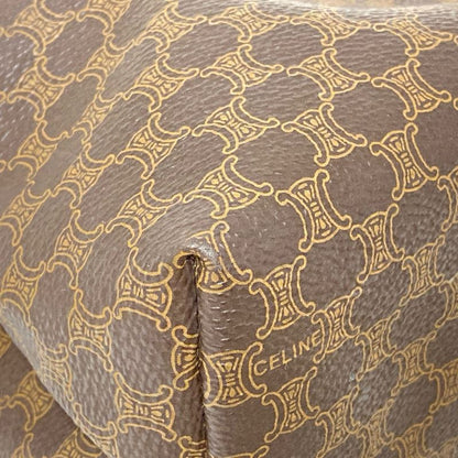 Celine Pouch Macadam Pattern Dark Brown And Brown Leather