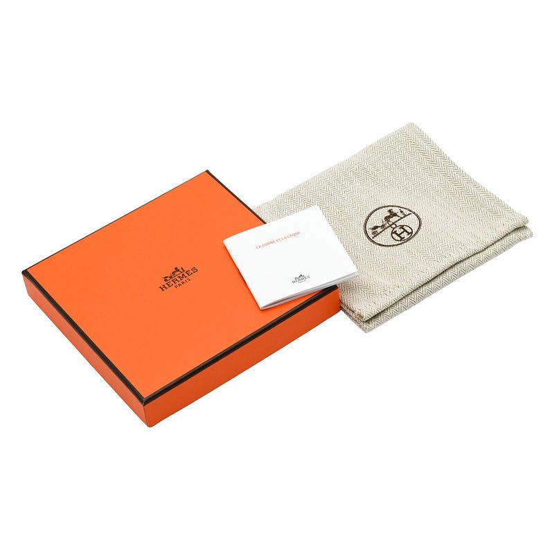 Hermes Necklace H Equipe Nautique Buffalo Horn Leather Lacquer Sesame and Blue