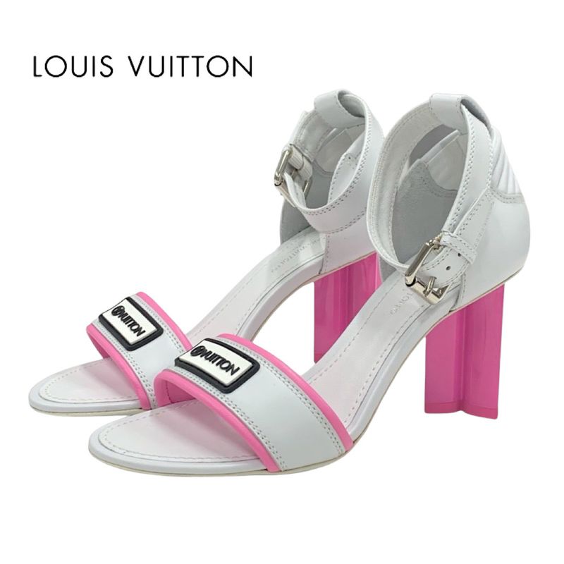 Louis Vuitton Silhouette Line Sandals Shoes Leather White Pink White Unused