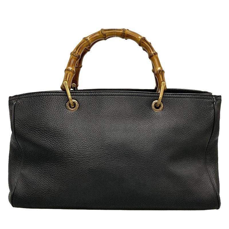 Gucci Bamboo Shopper Tote Bag 323660 Black Leather