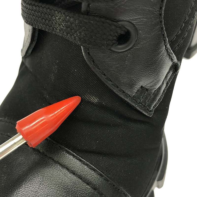 Prada Leather And Nylon Ankle Boots Plate Nylon Switch Leather Heeled Boots