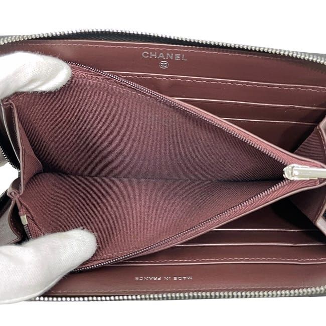 Chanel Round Zipper Long Wallet Black Ap0242 Excellent Condition Wallet