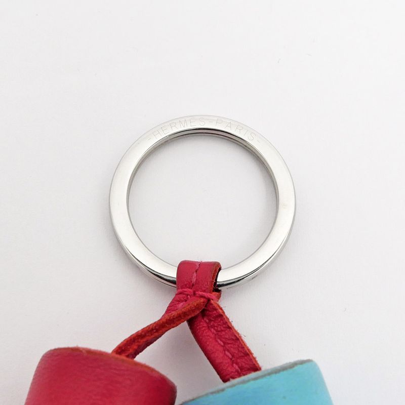 Hermes Carmen Duo Unodos Celeste Light Blue-type Red Key Holder Charm