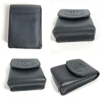 Chanel Cigarette Case CC Coco Logo A13511 Caviar Skin Black