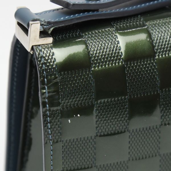 Louis Vuitton M92128 Damier Vernis Club Handbag Petrol Blue Shoulder Bag Louis