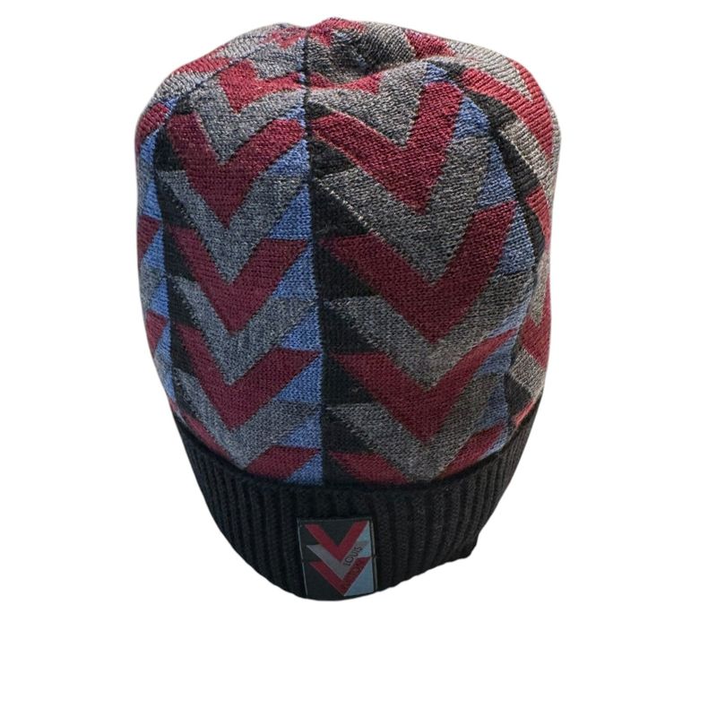 Louis Vuitton Geometric Pattern Knit Cap Men's Navy And Bordeaux -
