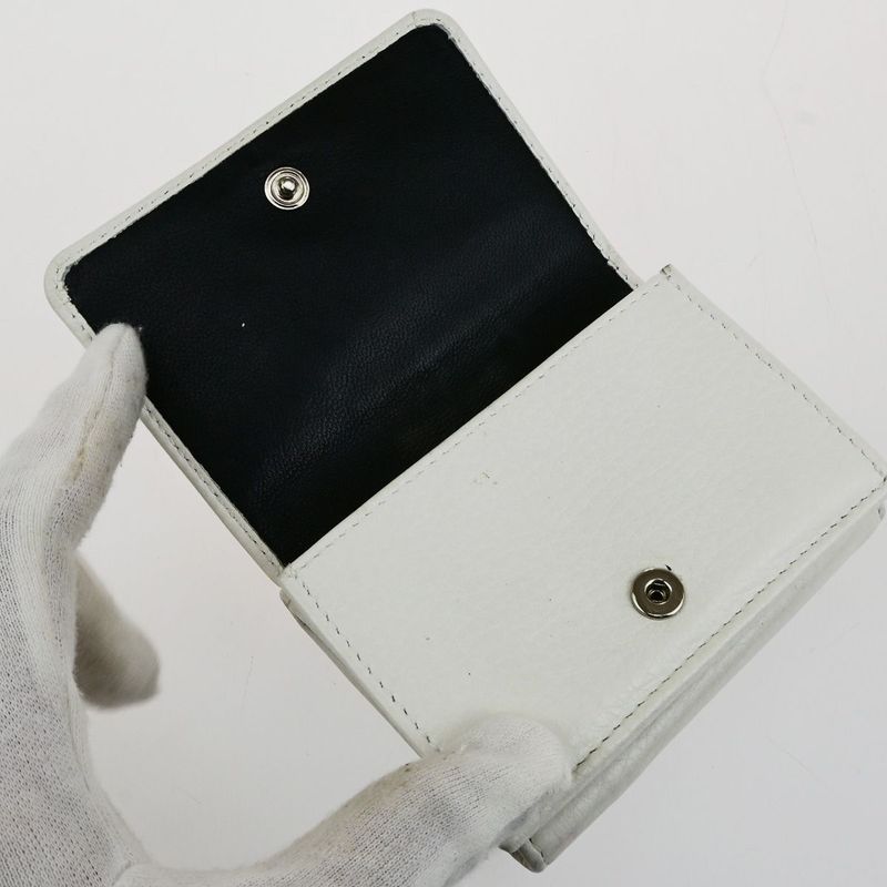 Balenciaga Trifold Wallet Compact Wallet Leather White 30ka510
