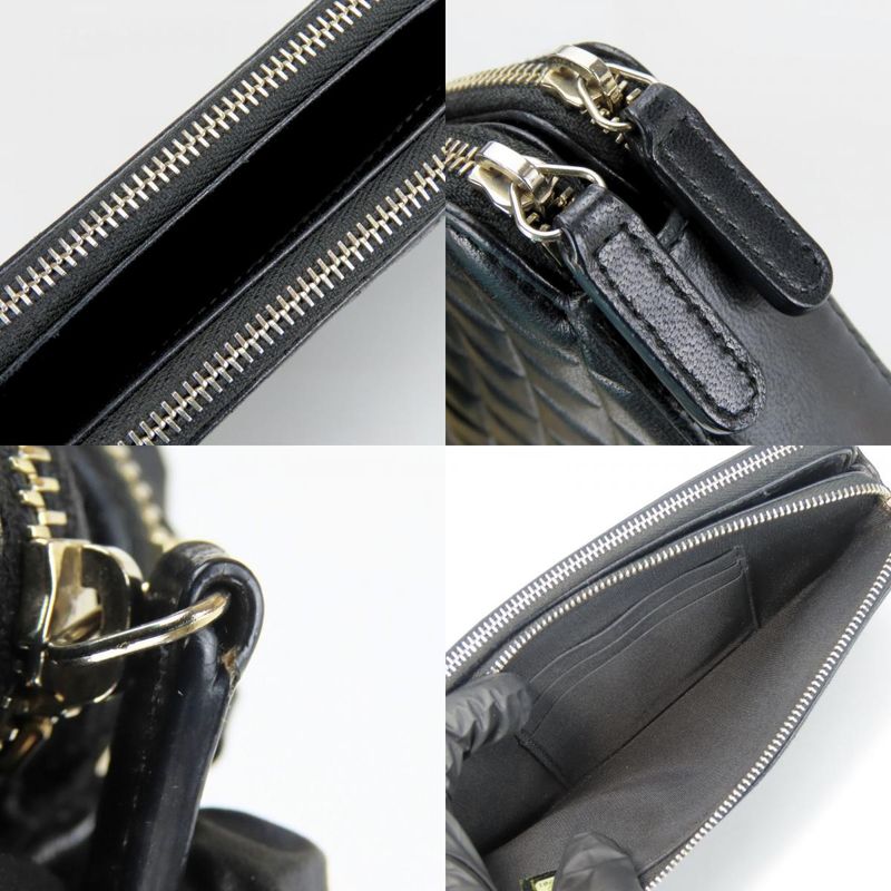 Chanel Shoulder Bag Chain Wallet Lamb Skin Black Gold Hardware Pochette