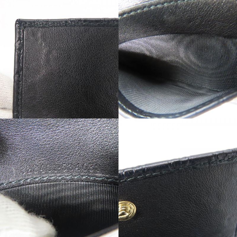 Gucci Card Case 323401 Striped Leather Black Gold Hardware Business Card Holder