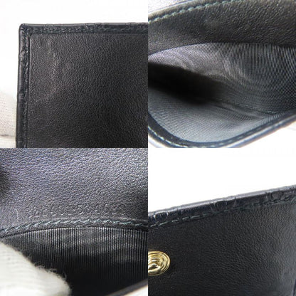 Gucci Card Case 323401 Striped Leather Black Gold Hardware Business Card Holder