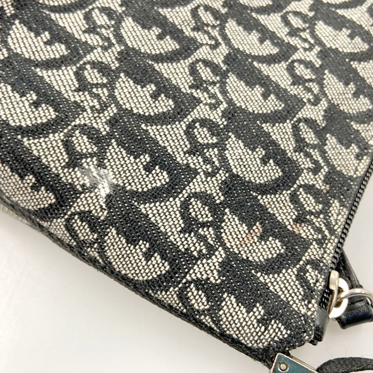 Christian Dior Trotter Handbag Pouch Beige X Black