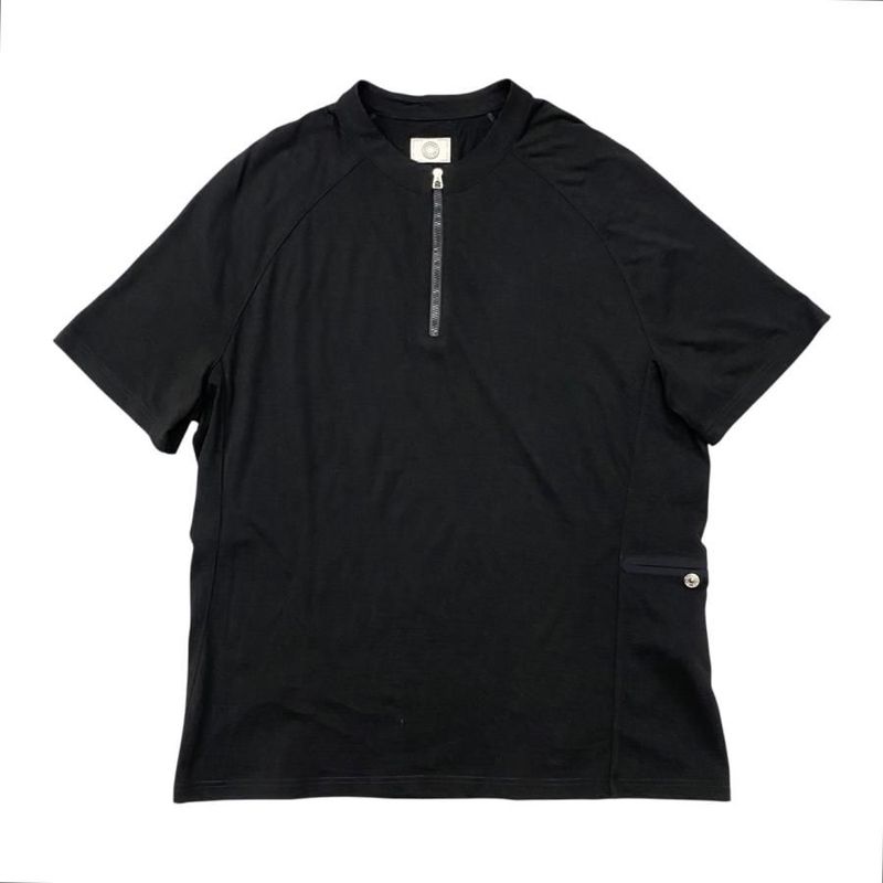 Hermes Short Sleeve T-Shirt Hermes Fit H800731e Merino Wool Serie Neck Zipper