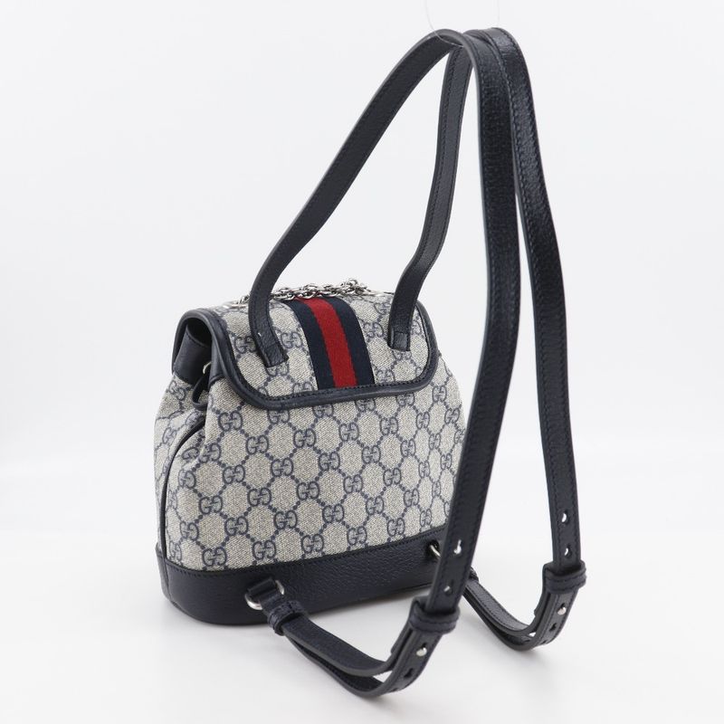 Gucci Ophidia Mini 795221 GG Supreme Canvas Gray/navy Blue Ladies Backpack/daypa