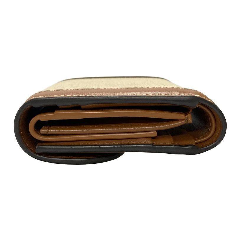 Celine Triomphe Small Flap Wallet Ivory And Brown Leather