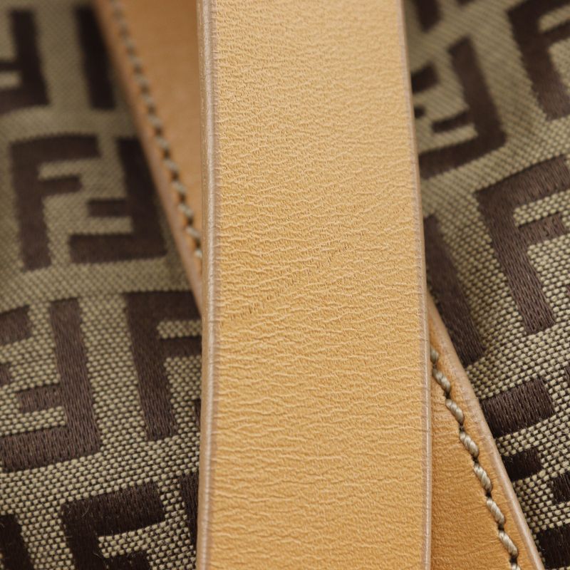 Fendi Zucchino 7vs014 Nylon Canvas And Leather Brown Unisex Boston Bag