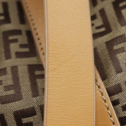 Fendi Zucchino 7vs014 Nylon Canvas And Leather Brown Unisex Boston Bag