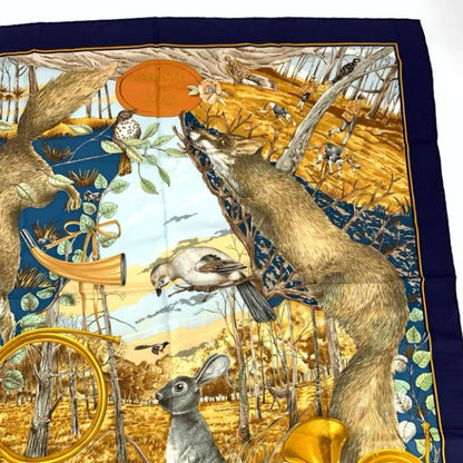 Hermes Carre 90 Chasse Au BOIS Hunting In The Woods Silk Scarf