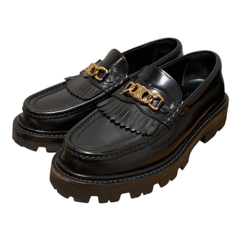 Celine Mg0212 Margaret Eddy Period Triomphe Leather Loafer With Chain Women's