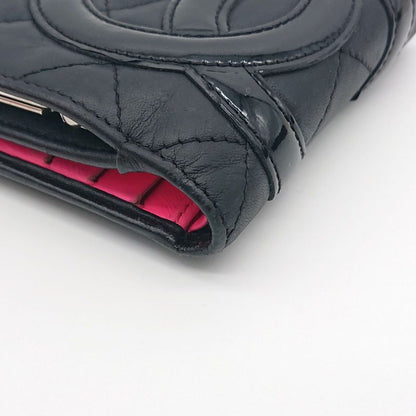 Chanel Cambon Line Folding Wallet With Clasp Black Coco Mark Lambskin Box With