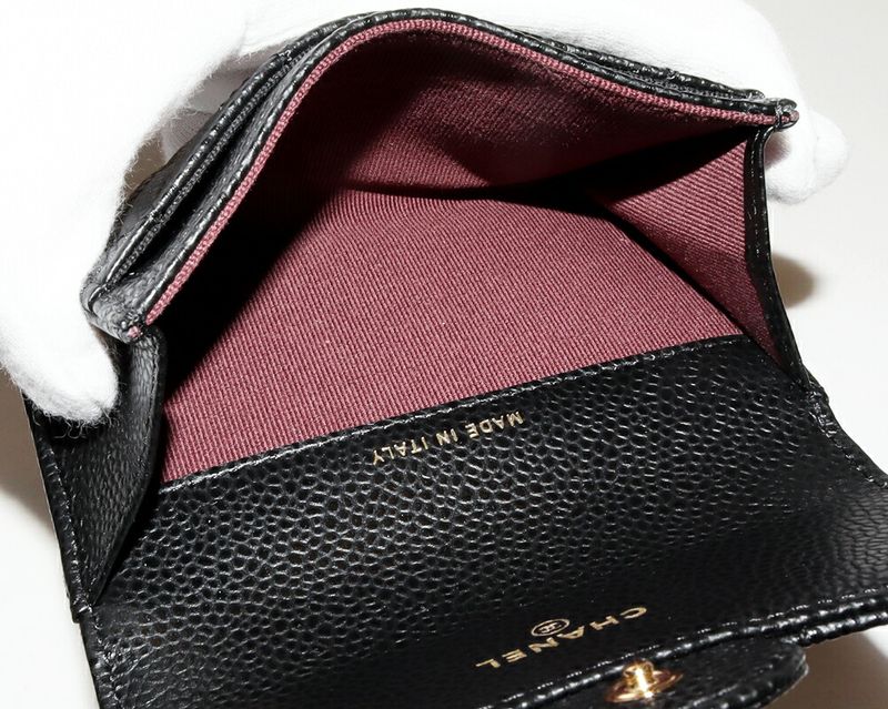 Chanel Foldable Card Case With Depth Business Card Holder Matelasse Caviar Skin