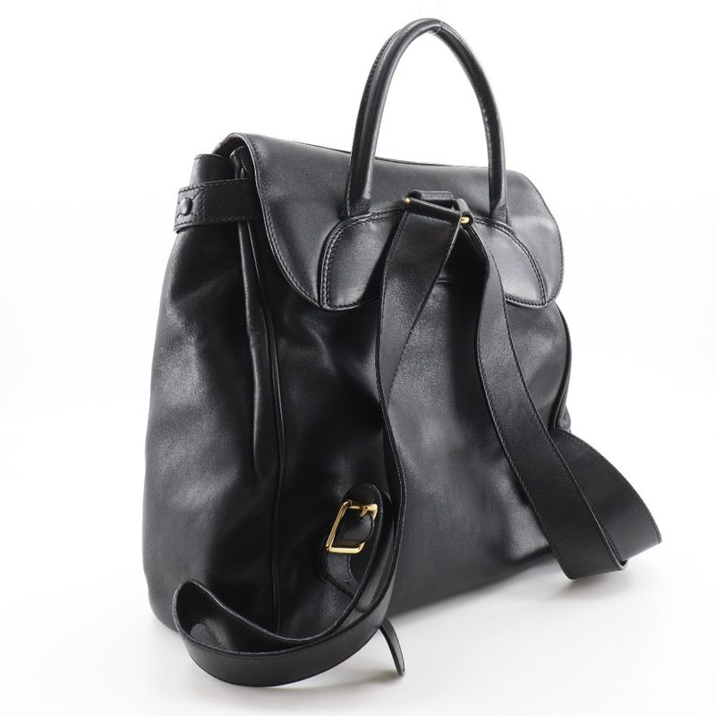 Gucci Old Gucci Vintage Calf Black Women's Backpack/daypack