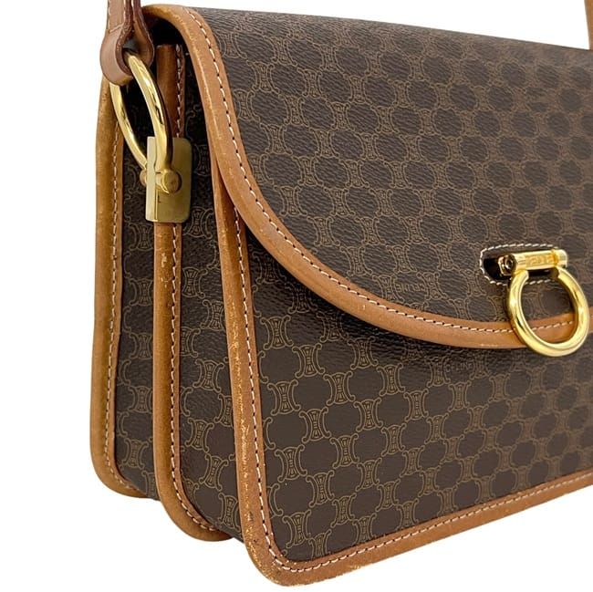 Celine Shoulder Bag Brown Beige Macadam Crossbody PVC