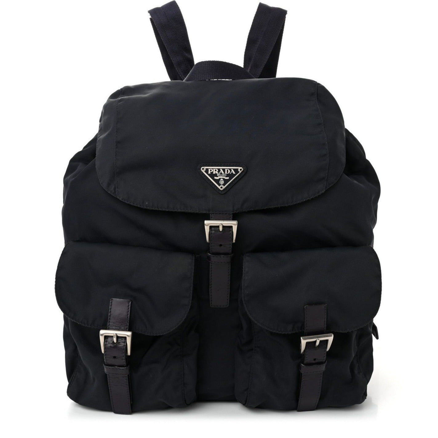 Prada Nylon Tessuto Backpack Saffiano Leather Shoulder Bag Purse Tote