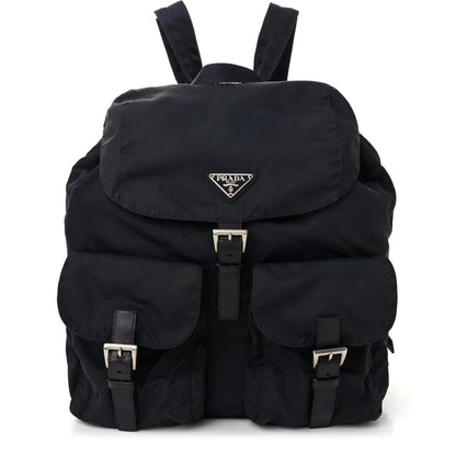 Prada Nylon Tessuto Backpack Saffiano Leather Shoulder Bag Purse Tote