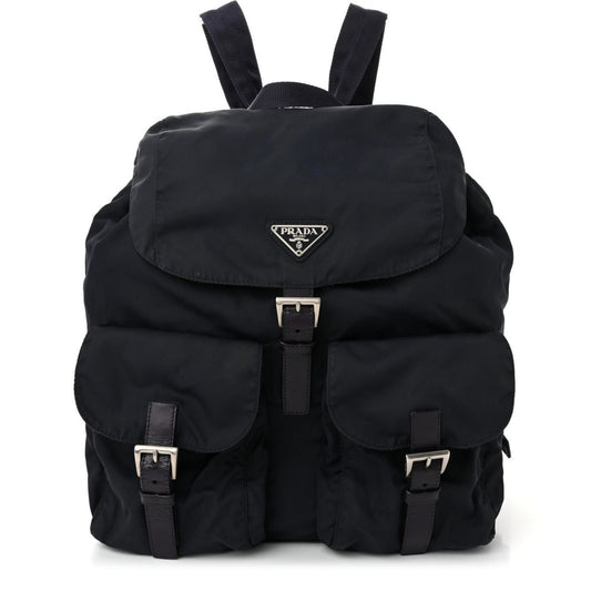Prada Nylon Tessuto Backpack Saffiano Leather Shoulder Bag Purse Tote