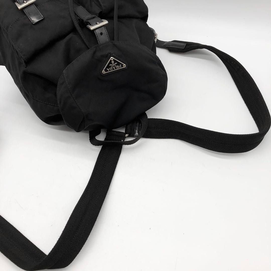 Prada Nylon Tessuto Backpack Saffiano Leather Shoulder Bag Purse Tote