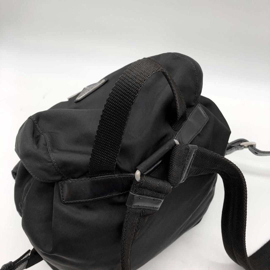 Prada Nylon Tessuto Backpack Saffiano Leather Shoulder Bag Purse Tote