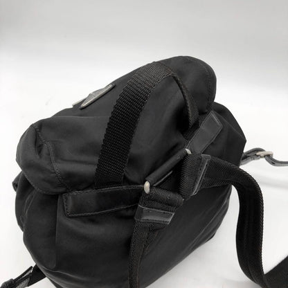 Prada Nylon Tessuto Backpack Saffiano Leather Shoulder Bag Purse Tote