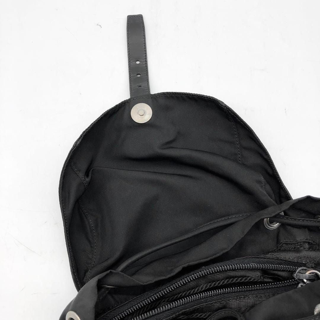 Prada Nylon Tessuto Backpack Saffiano Leather Shoulder Bag Purse Tote
