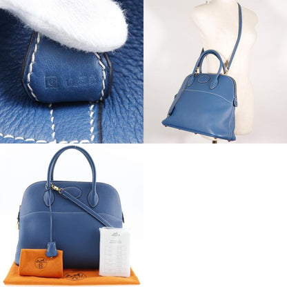 Hermes Bolide 37 G Engraved Taurillon Clemence Blue □G Ladies Handbag