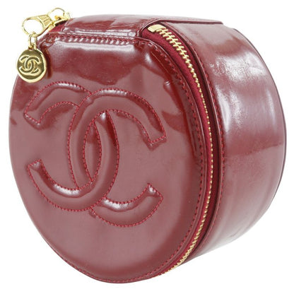 Chanel Coco Mark Jewelry Case Enamel Red Ladies Pouch