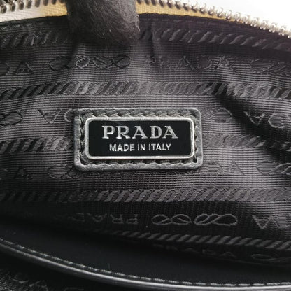 Prada Triangle Logo Plate White Saffiano Leather Handbag Shoulder Bag Tote Purse
