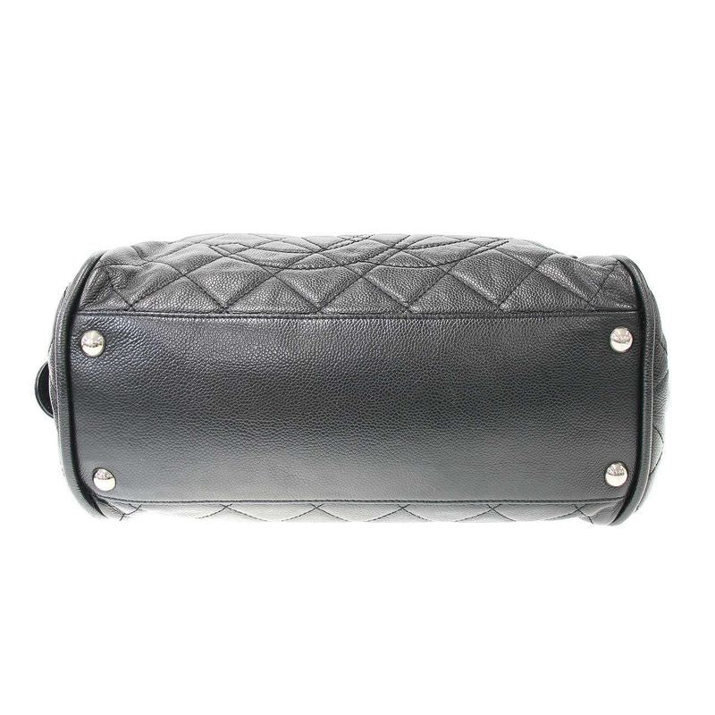 Chanel Matelasse Coco Mark Caviar Skin Mini Boston Bag Black