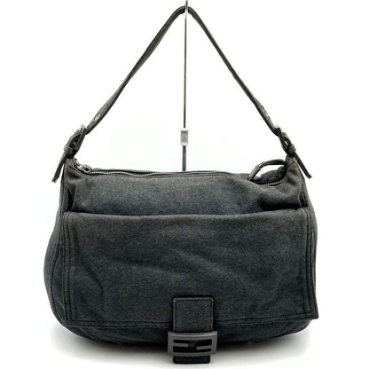 Fendi Handbag Shoulder Bag Mamma Cotton Gray FF Logo Women Men Fashion  Gift