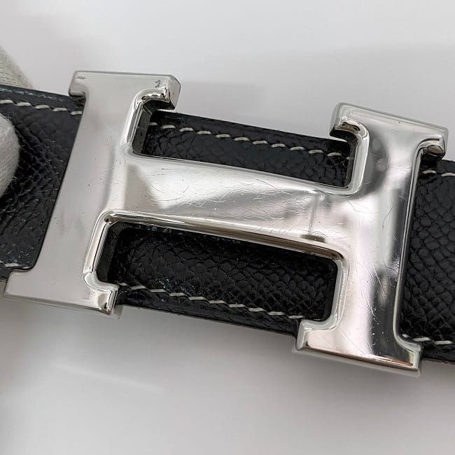 Hermes H Belt F21059 Black Brown Constance