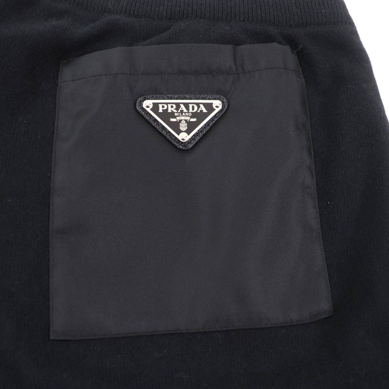 Prada Ump62 Cashmere Blend Re-nylon Triangle Logo Knit Pants Bottoms Black 44
