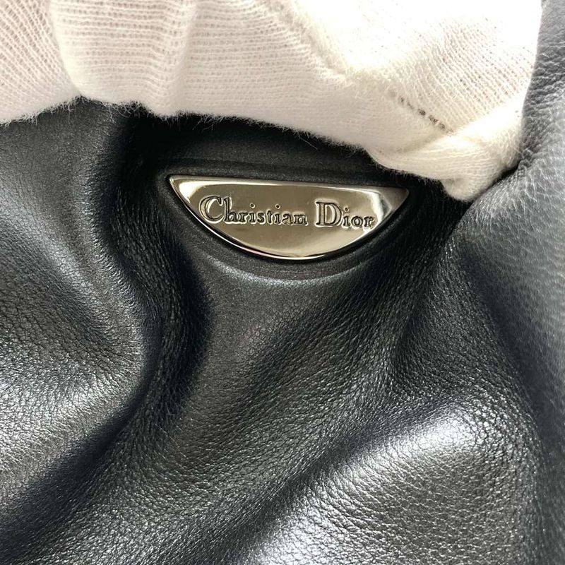 Christian DIOR Maris Pearl Handbag Leather Gray Women