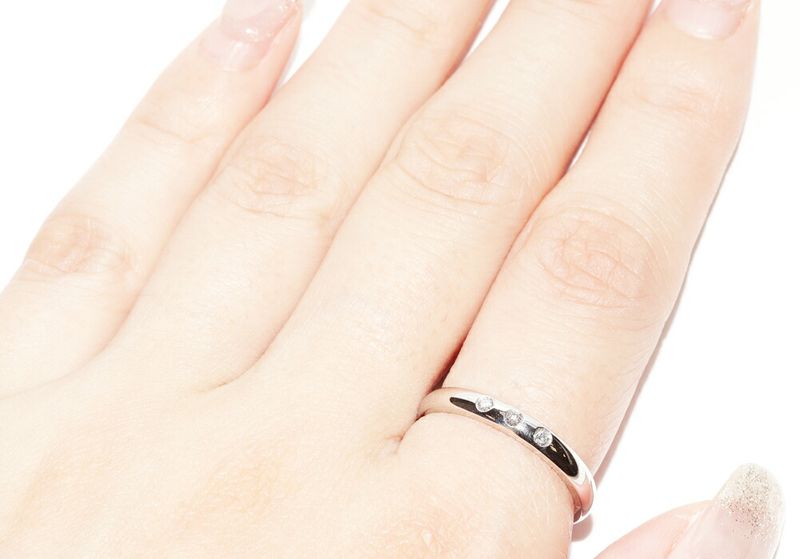 Tiffany & Co Ring Pt950 Diamond 3P (006ct) Elsa Peretti Stacking Band Ring