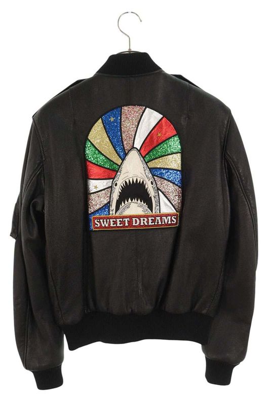 Saint Laurent Paris 462852 Y5nq1 Shark Decoration Bomber Leather Jacket Men 50