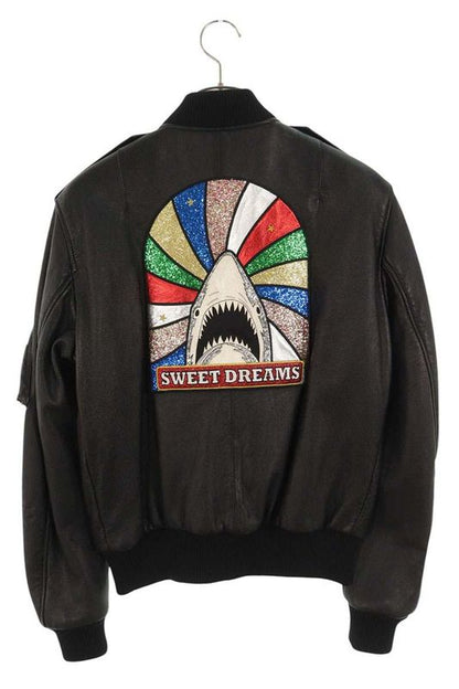 Saint Laurent Paris 462852 Y5nq1 Shark Decoration Bomber Leather Jacket Men 50