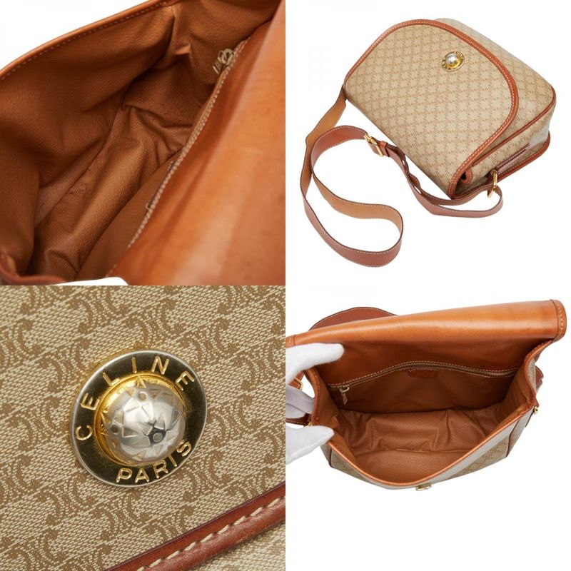 Celine Macadam Star Ball Beige Brown PVC Leather Women's Celine