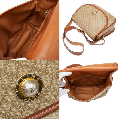 Celine Macadam Star Ball Beige Brown PVC Leather Women's Celine