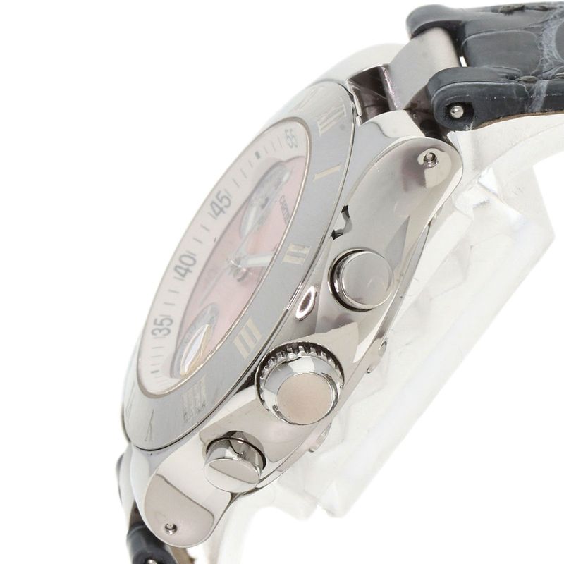 Cartier W1020012 Chronoscaf SM Wristwatch SS Leather Ladies